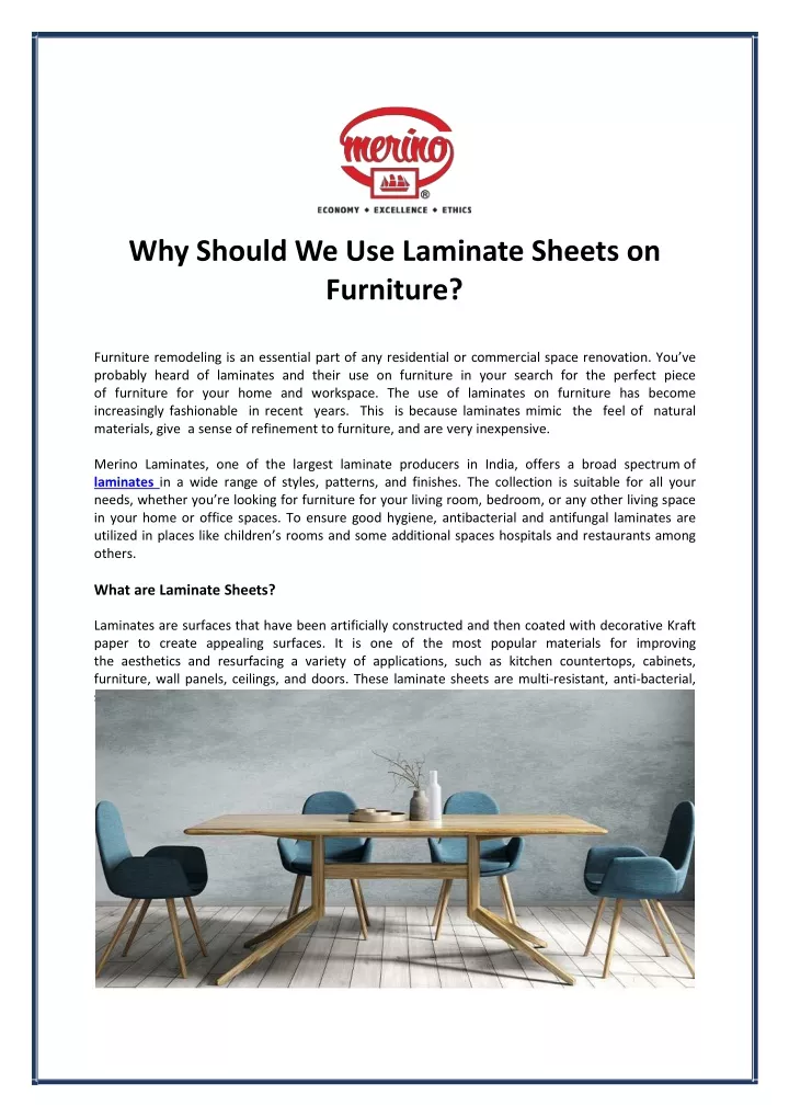 why should we use laminate sheets on furniture