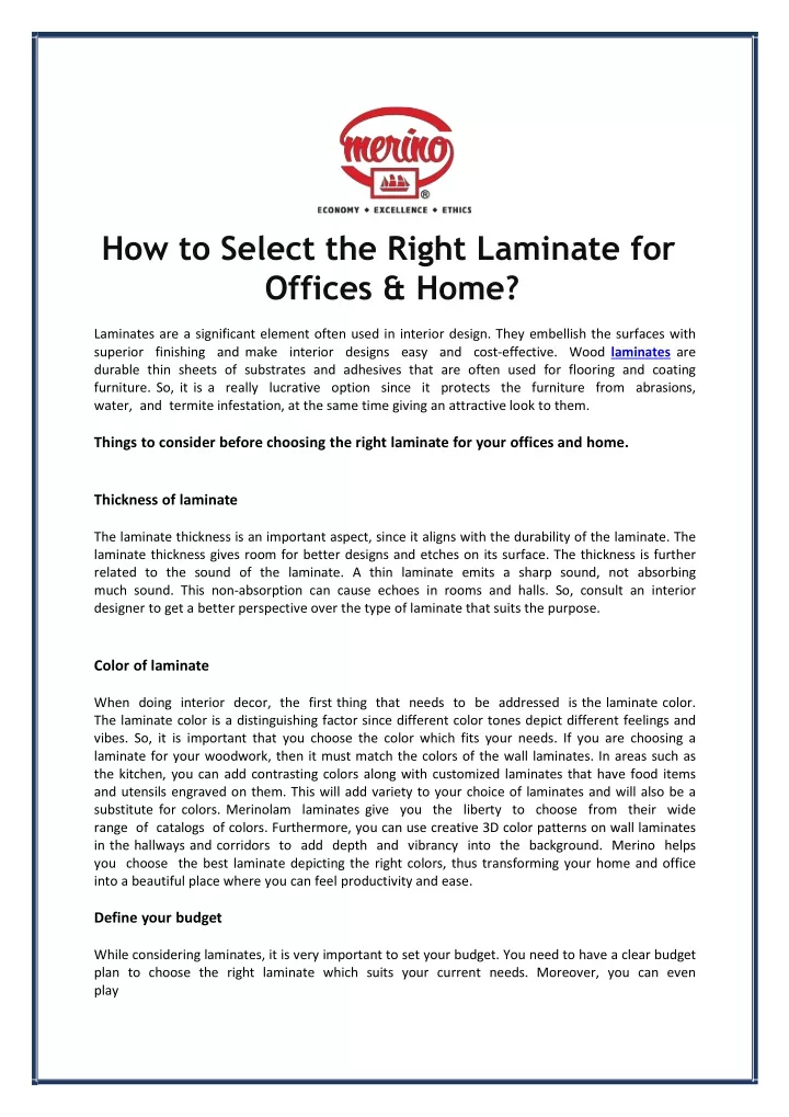 how to select the right laminate for offices home