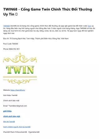 twin68 c ng game twin ch nh th c i th ng uy t n