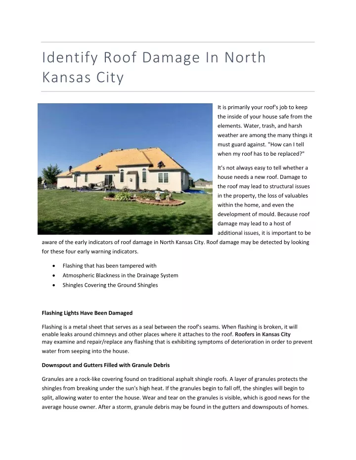 identify roof damage in north kansas city