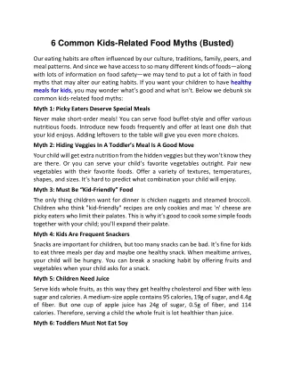 6 Common Kids-Related Food Myths (Busted)