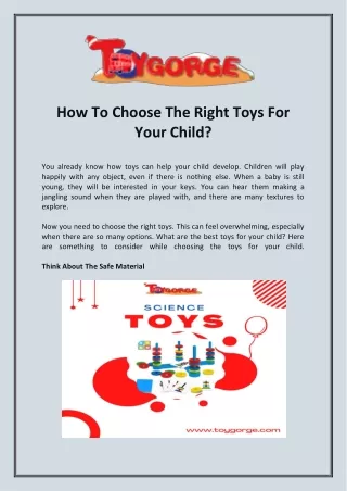 How To Choose The Right Toys For Your Child