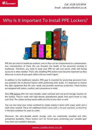 Why Is It Important To Install PPE Lockers