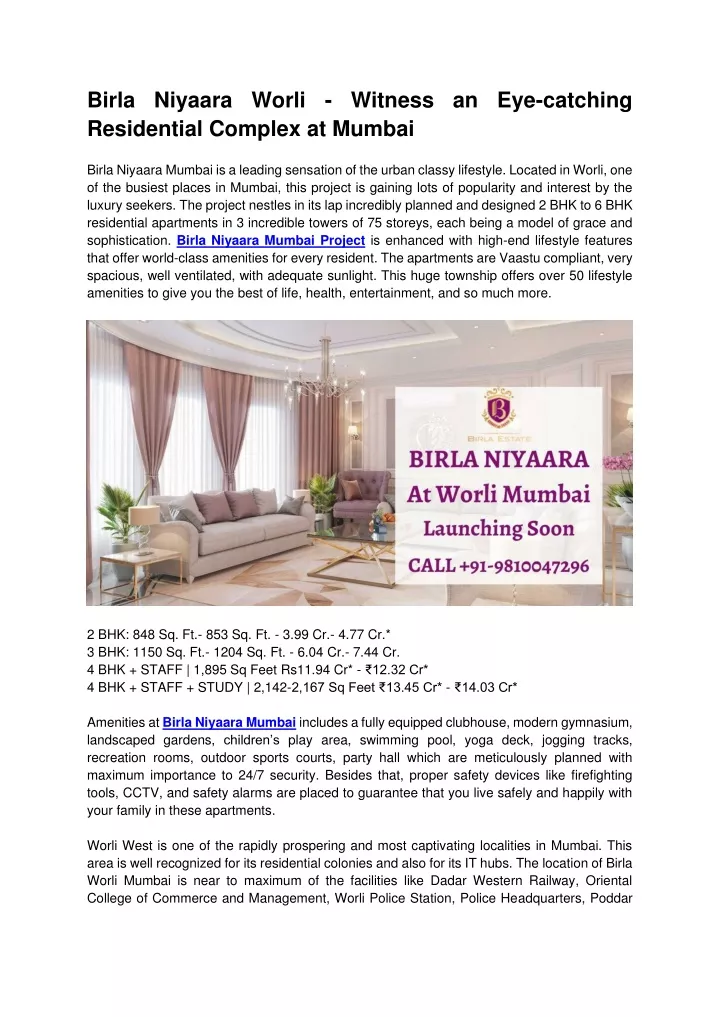 birla niyaara worli witness an eye catching