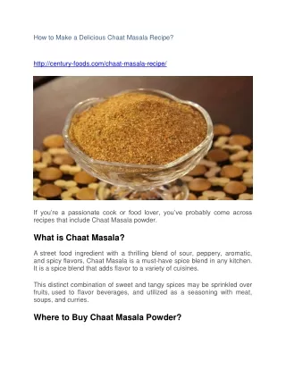 How to Make a Delicious Chaat Masala Recipe