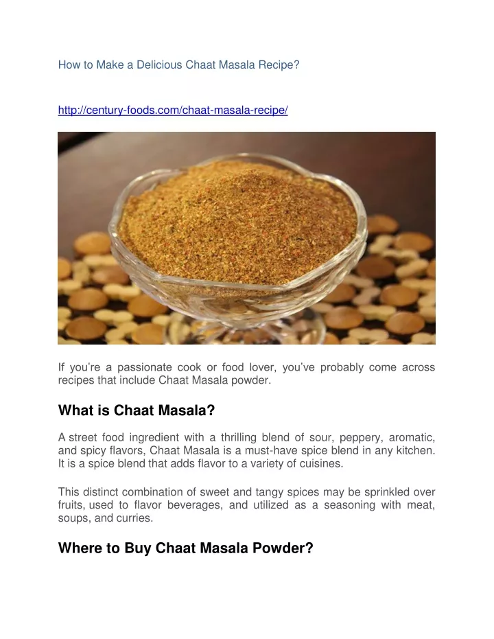 how to make a delicious chaat masala recipe