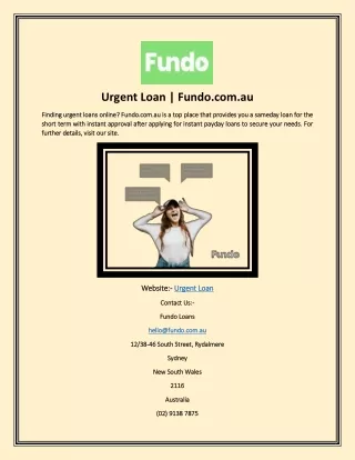 Finding urgent loans online? Fundo.com.au is a top place that provides you a sam