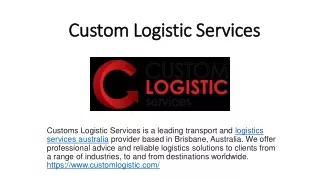 Logistics Services & Customs Broker in Australia
