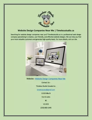 Website Design Companies Near Me | Timelessstudio.ca