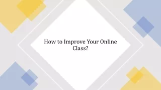 how to improve your online class