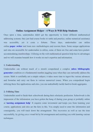online assignment helper 4 ways it will help