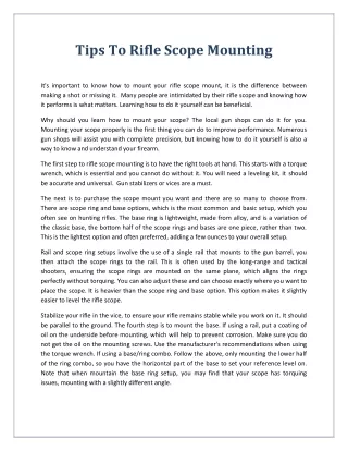 tips to rifle scope mounting