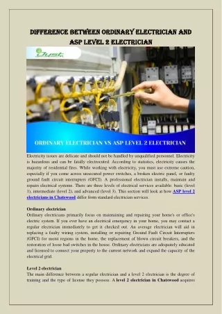 Difference Between Ordinary Electrician And ASP Level 2 Electrician