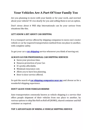 Your Vehicles Are A Part Of Your Family Too