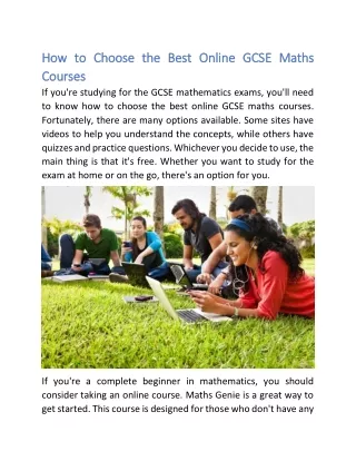 How to Choose the Best Online GCSE Maths Courses