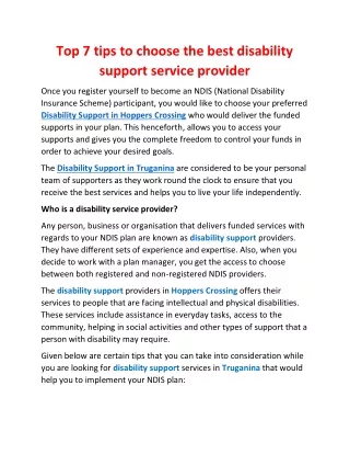 Top 7 tips to choose the best disability support service provider