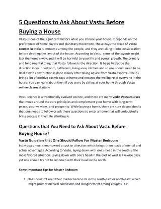 5 questions to ask about vastu before buying