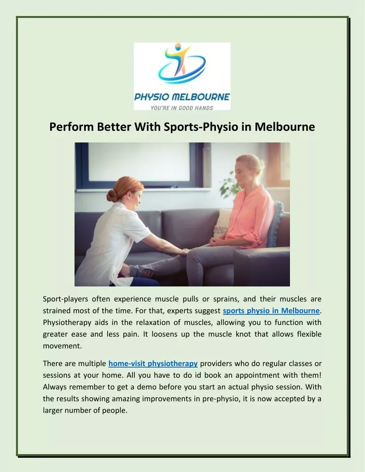 perform better with sports physio in melbourne