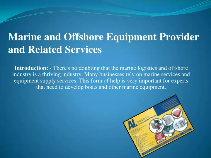 marine and offshore equipment provider