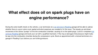 what effect does oil on spark plugs have on engine performance