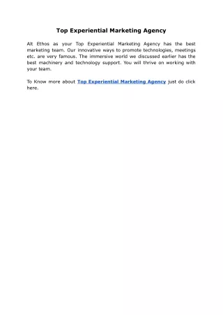 top experiential marketing agency