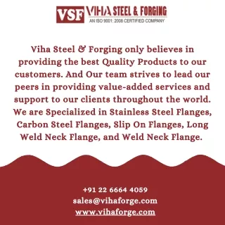 Slip On Flanges | Long Weld Neck Flange | Weld Neck Flange  - Viha Steel & Forgi