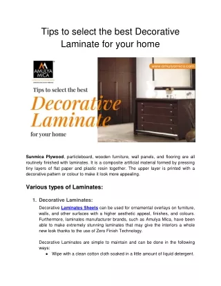 Tips to select the best Decorative Laminate for your home (1)
