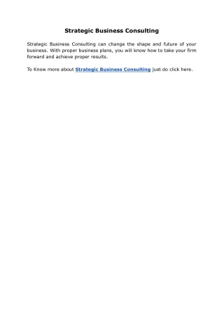 strategic business consulting