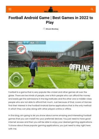 Football Android Game  Best Games in 2022 to Play