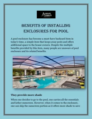 benefits of installing enclosures for pool
