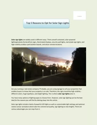 Top 5 Reasons to Opt for Solar Sign Lights