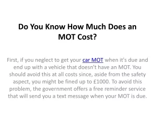 do you know how much does an mot cost