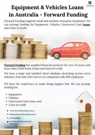 Equipment & Vehicles Loans in Australia - Forward Funding
