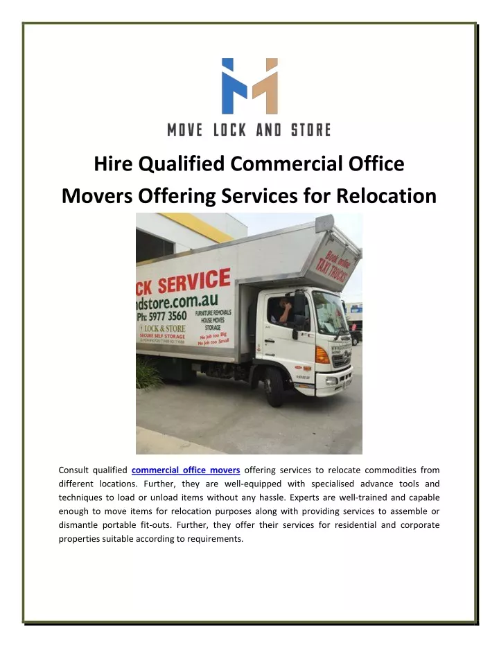 hire qualified commercial office movers offering