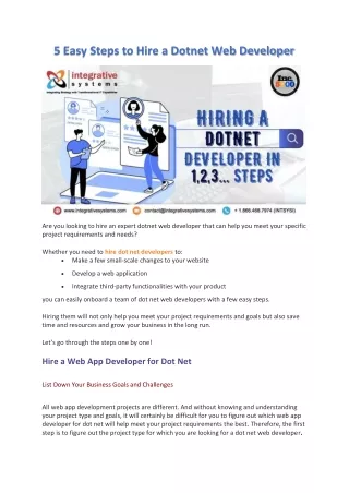 5 easy steps to hire a dotnet web developer