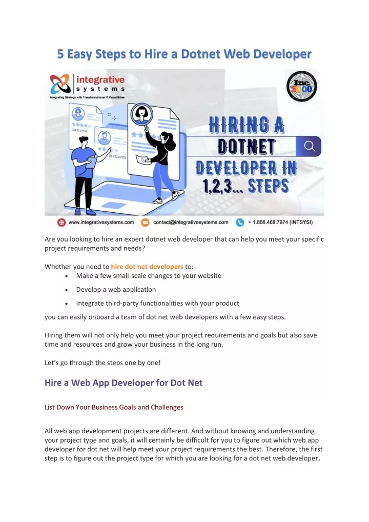 5 easy steps to hire a dotnet web developer