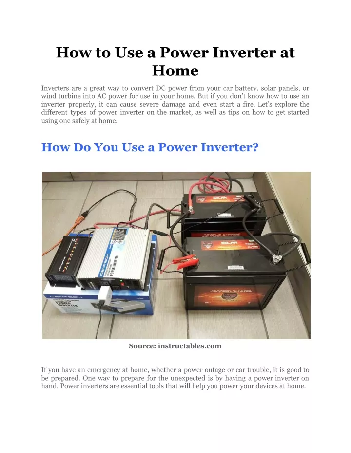 how to use a power inverter at home