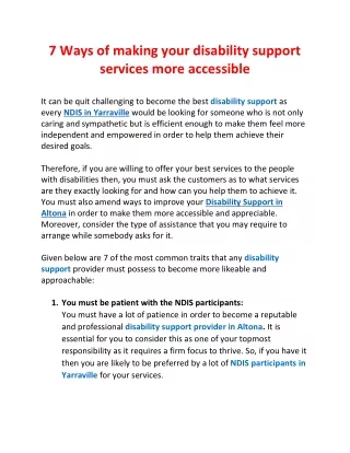 7 Ways of making your disability support services more accessible