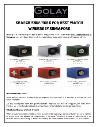 Best  Watch Winders in Singapore