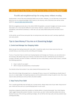 How Can You Save Money Even on a Shoestring Budget
