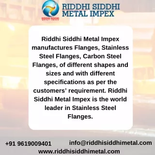 SS Flanges Manufacturer in India | Riddhi Siddhi Metal Impex |