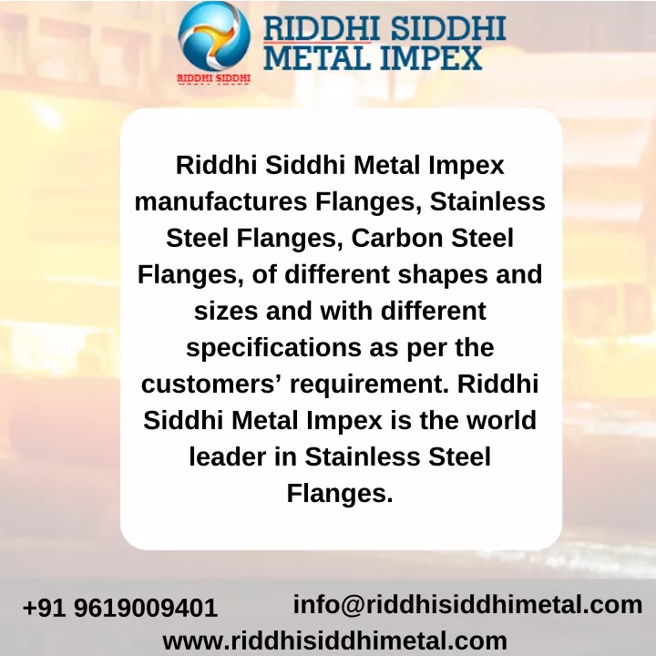 riddhi siddhi metal impex manufactures flanges
