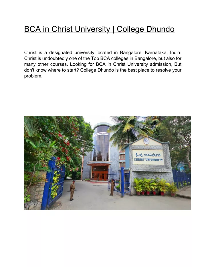 bca in christ university college dhundo