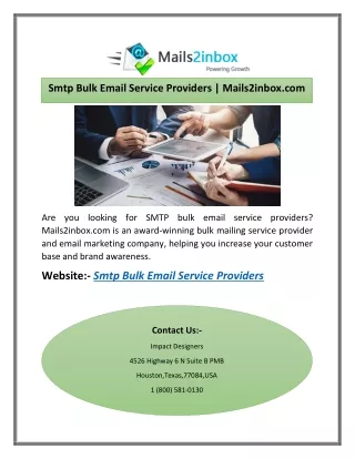 Smtp Bulk Email Service Providers | Mails2inbox.com
