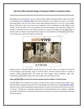 Solo Vivo Offers the Best Range of Schweizer Möbel or Esstische Online