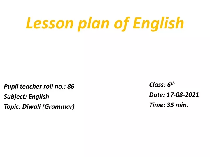 lesson plan of english