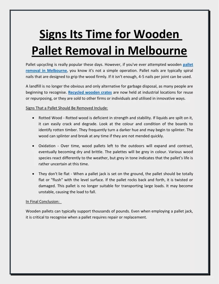 signs its time for wooden pallet removal