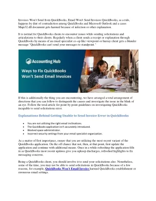 invoices won t send from quickbooks email