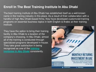 Enroll In The Best Training Institute In Abu Dhabi
