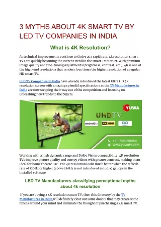 3 MYTHS ABOUT 4K SMART TV BY LED TV COMPANIES IN INDIA